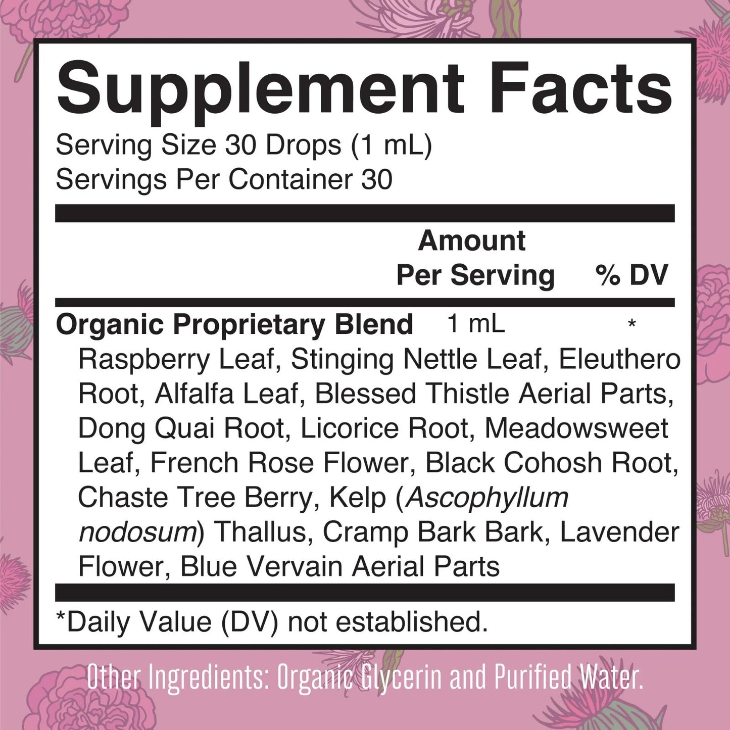 Gotas Líquidas Orgánicas para el Bienestar de la Mujer y el Apoyo Menstrual/ Women's Wellness Drops, Org, 1 oz
