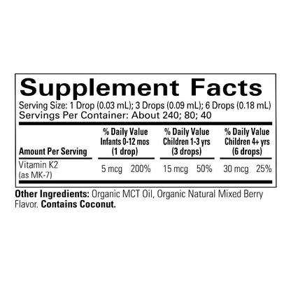 Vitamina K2 Organica (7.25 ml) / Organic Vitamin K2 drops (0.25 oz)