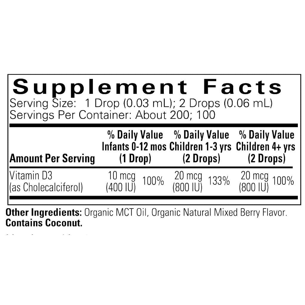 Vitamina D3 Orgánica 400ui (6.25ml) / Organic Vitamin D3 drops 400 ui (0.21oz)