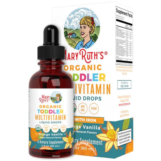 Gotas líquidas multivitamínicas orgánicas para niños pequeños con hierro (60ml) / Organic Toddler Multivitamin Liquid Drops With Iron (2oz)