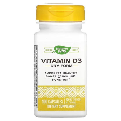 Vitamina D3 - Forma Seca - 400 UI - 10mcg - 100 Cápsulas