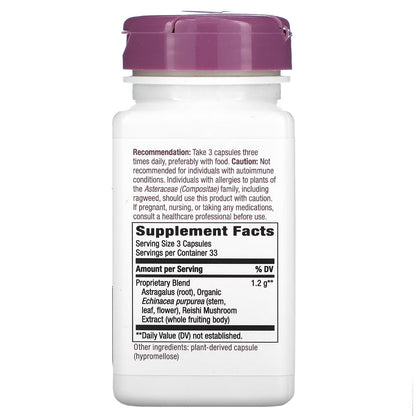 Equinácea Astragalus & Reishi - Mezcla Premium - 1,200mg - 100 Cápsulas Veganas