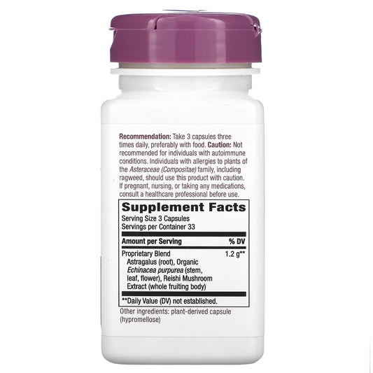 Equinácea Astragalus & Reishi - Mezcla Premium - 1,200mg - 100 Cápsulas Veganas