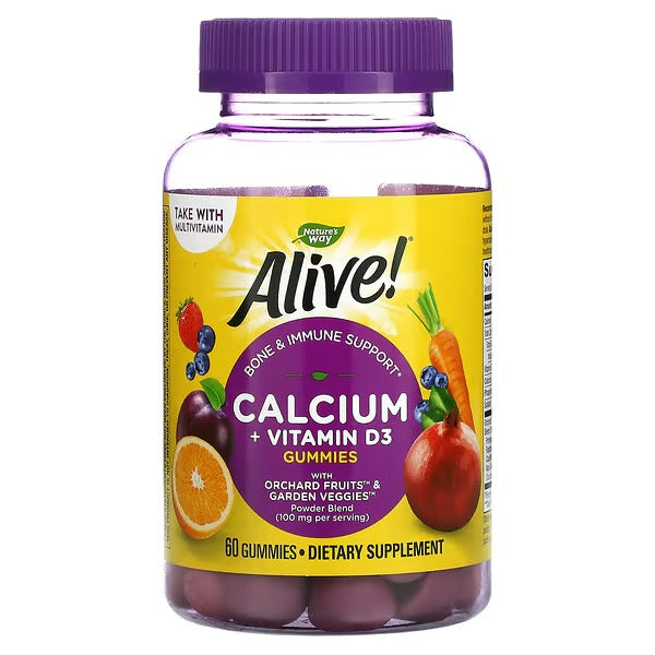 Alive!® Calcio + Vitamina D3 (60 gomitas), Nature's Way