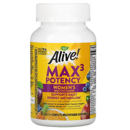 Alive!® Max3 Potency Multivitaminico Para Mujeres (90 tabs), Nature's Way