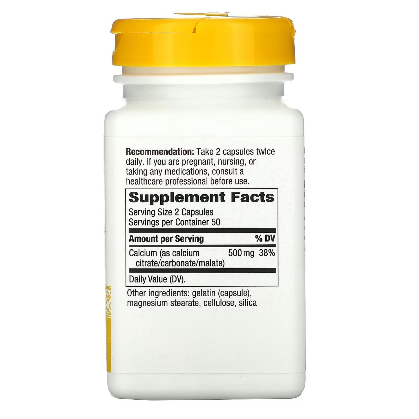 Citrato de Calcio - Carbonato & Malato - 500mg - 100 Cápsulas