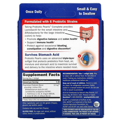 Probiótico Pearls® Complete - Salud Digestiva - Mil Millones de Cultivos - 30 Cápsulas Blandas