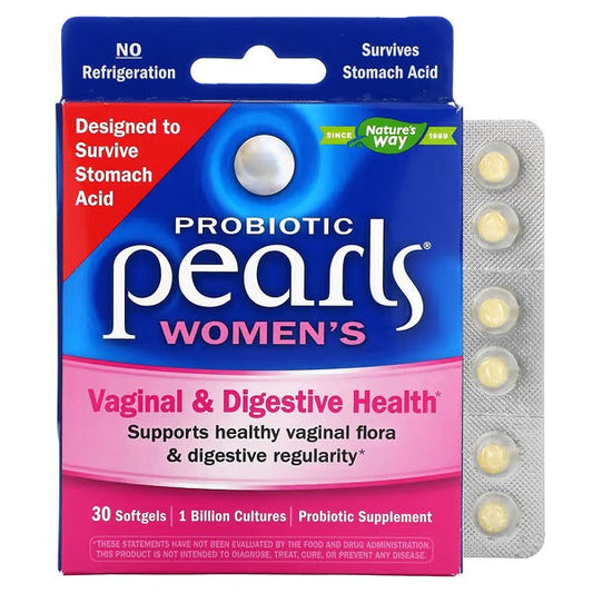 Probiótico Pearls® Women's - Salud Vaginal & Digestiva - Mil Millones de Cultivos - 30 Cápsulas Blandas