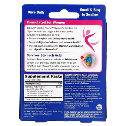Probiótico Pearls® Women's - Salud Vaginal & Digestiva - Mil Millones de Cultivos - 30 Cápsulas Blandas
