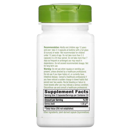 Sen - Hojas - 1,350mg - 100 Cápsulas Veganas