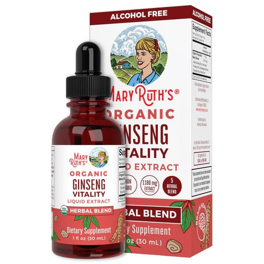 Mezcla de hierbas de vitalidad de ginseng orgánico en gotas (30 ml) / Organic Ginseng Vitality Herbal Blend Liquid Drops (1 oz)