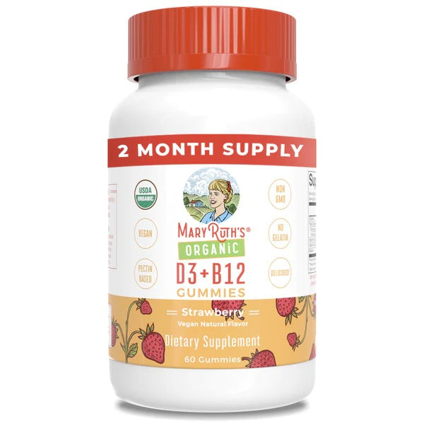 D3+B12 gomitas organicas (60 gomitas) / Vitamin D3+B12 Gummies, Strawberry, Org, 60 ct