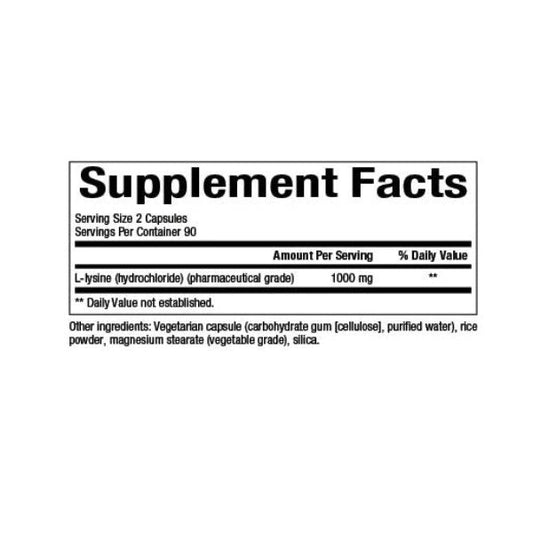 L-Lisina 500 mg 90 vcap, Natural Factors