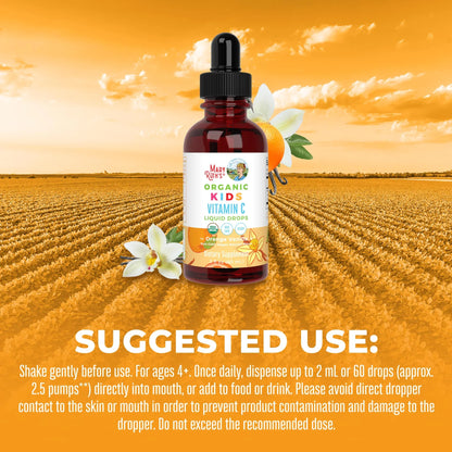 Gotas líquidas de vitamina C para niños (60ml) / Kids Vitamin C Drops, Orange Vanilla, Org, (2oz)