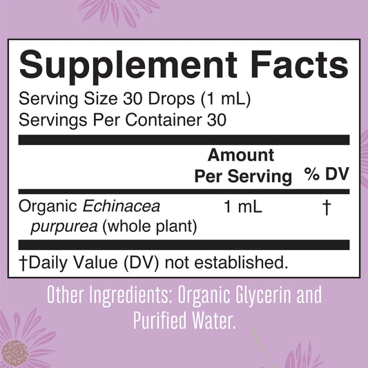 Gotas líquidas de hierbas orgánicas Echinacea Purpurea (30ml) / Echinacea Purpurea Drops, Org, (1oz)