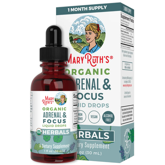 Mezcla de hierbas orgánicas suprarrenales y de enfoque 1oz (30ml) /Adult Adrenal & Focus Drops, Org, 1 oz