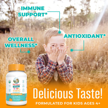 Vitamina C gomitas para niños orgánicos (60gomitas) / Kids Vitamin C Gummies, Orange, Org, (60ct)