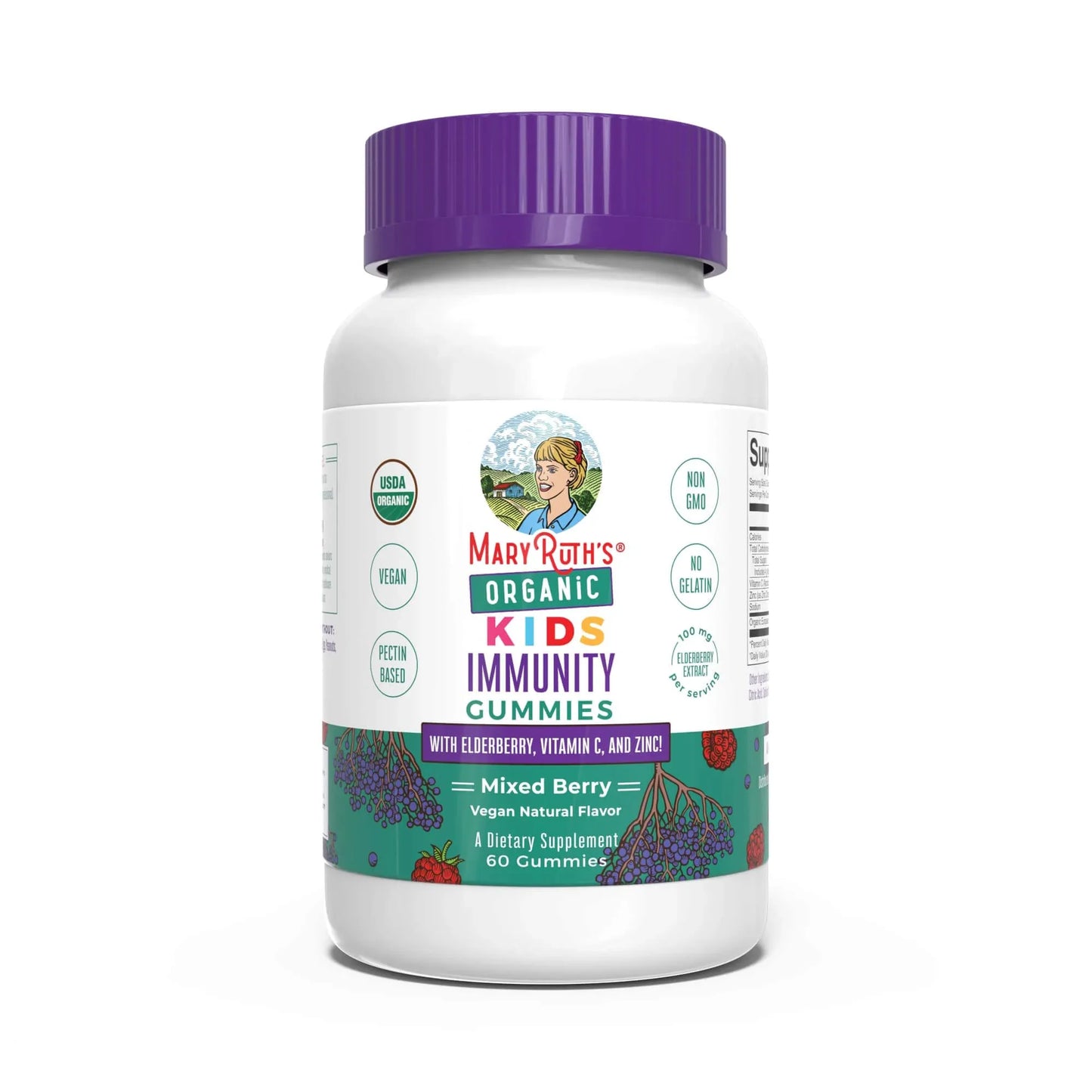 Gomitas orgánicas de inmunidad para niños 60gomitas / Kids Immunity Gummies, Mixed Berry, Org, 60 ct