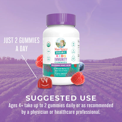 Gomitas orgánicas de inmunidad para niños 60gomitas / Kids Immunity Gummies, Mixed Berry, Org, 60 ct