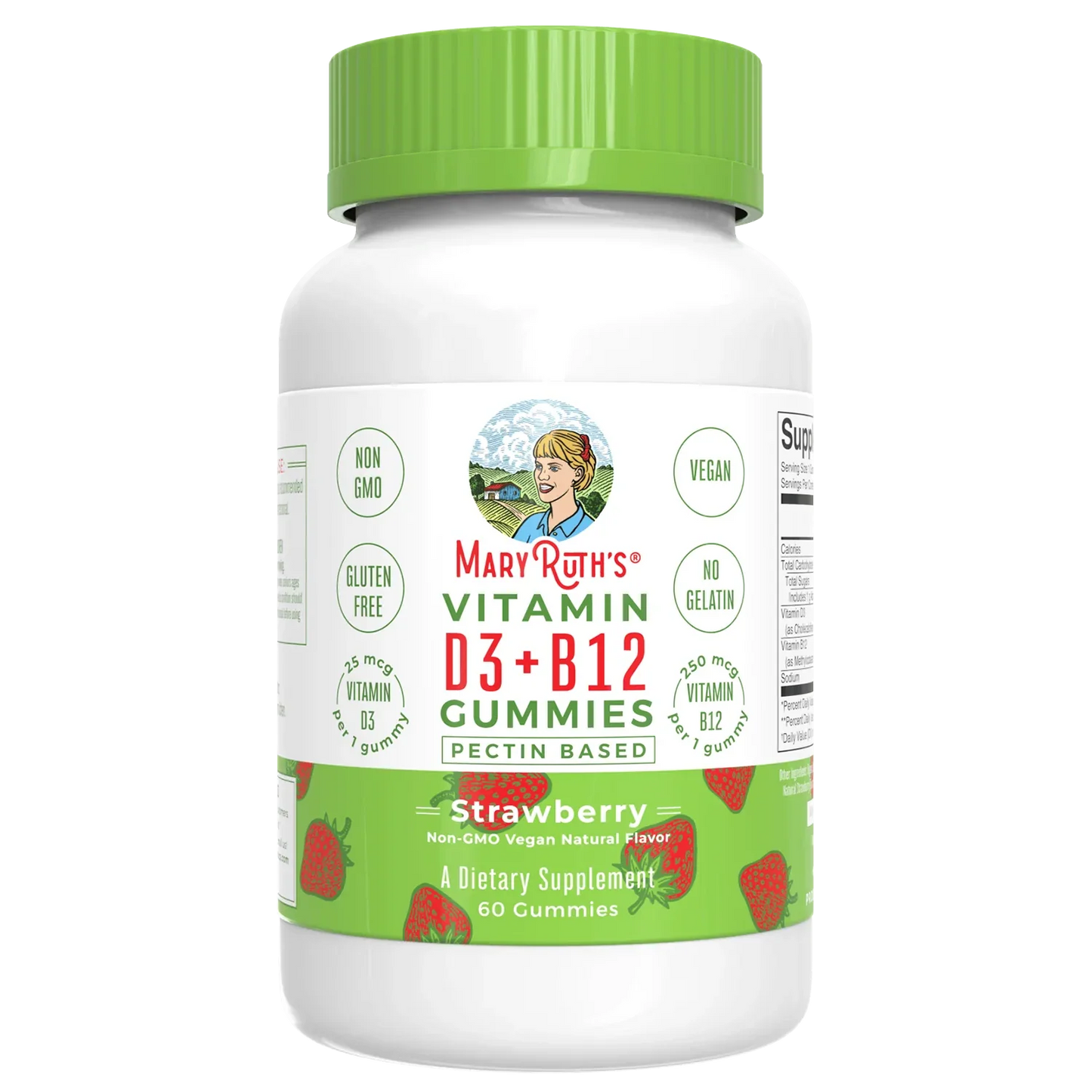 D3 + B12 Gomitas, Fresa (60gomitas) / Vitamin D3+B12 Gummies, Strawberry, (60ct)