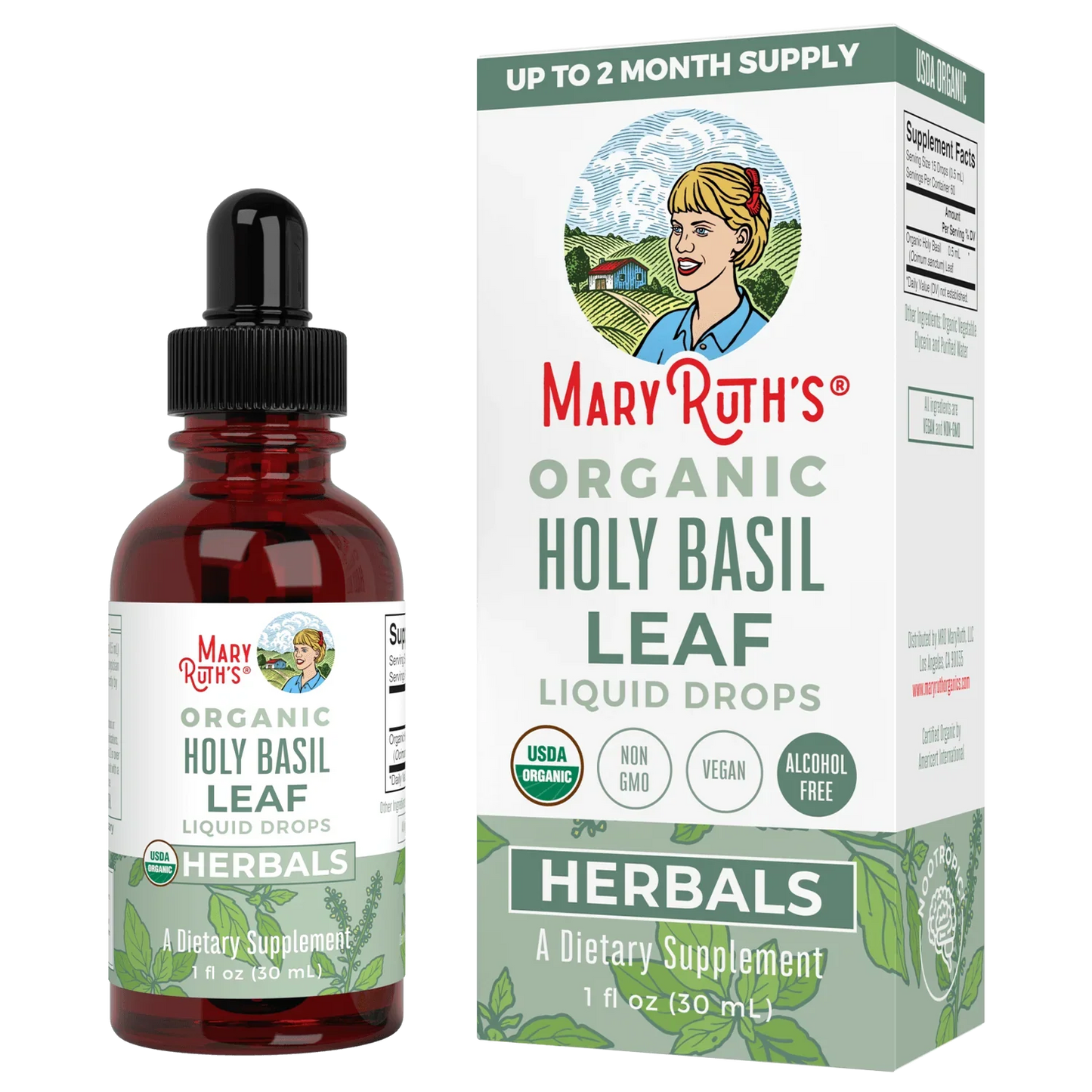 Gotas Líquidas de Hoja de Albahaca Sagrada Orgánica (30ml) / Holy Basil Leaf Drops, (1oz)