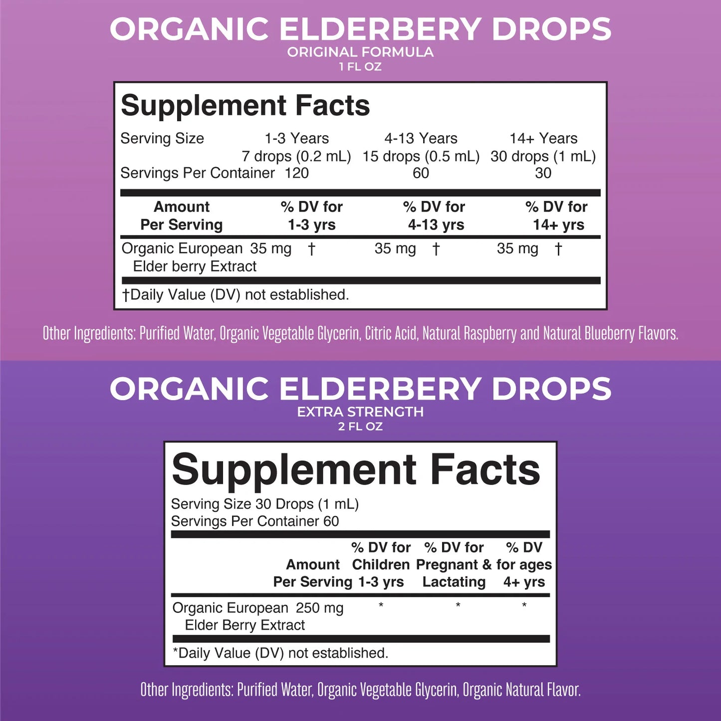 Saúco orgánico liquido (30ml) / Elderberry Drops, Blueberry Raspberry, Org, 1 oz