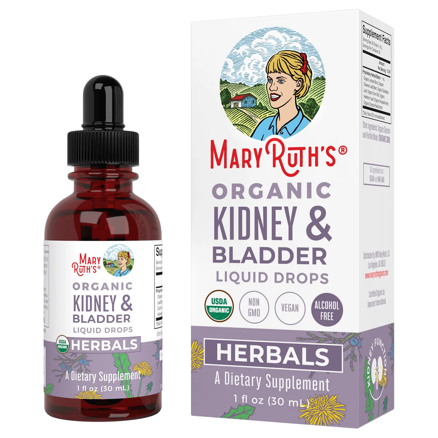 Gotas líquidas de mezcla de hierbas orgánicas para riñón y vejiga (30ml) / Kidney & Bladder Drops, (1oz)
