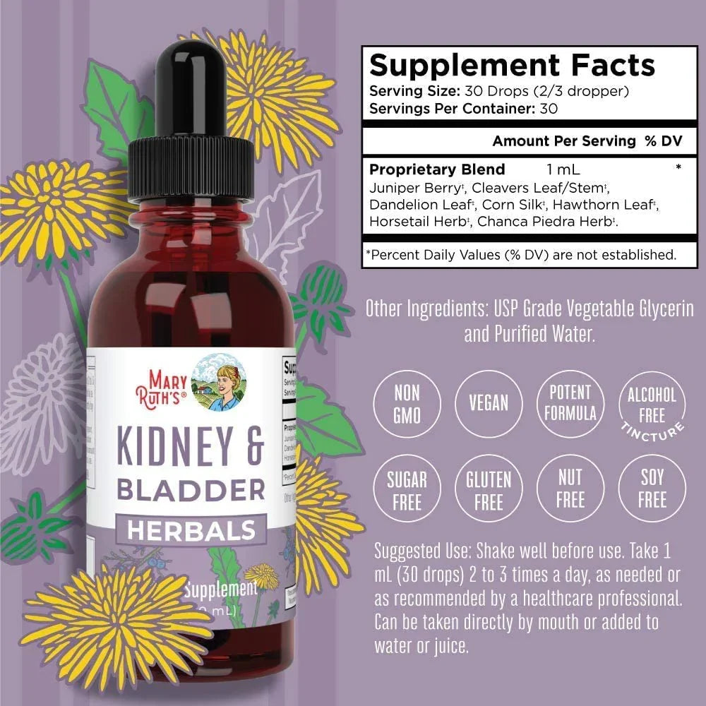 Gotas líquidas de mezcla de hierbas orgánicas para riñón y vejiga (30ml) / Kidney & Bladder Drops, (1oz)