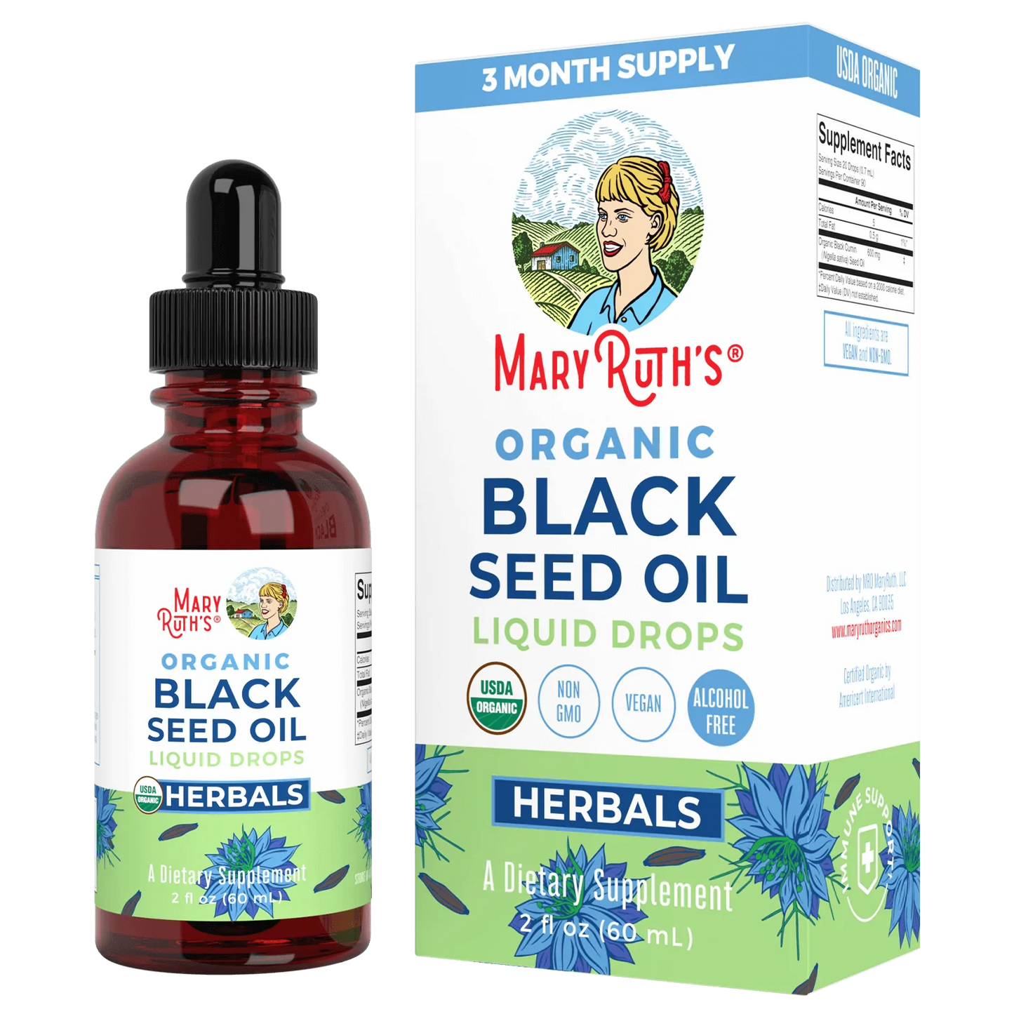 Gotas Líquidas de Aceite de Semilla Negra Orgánica (60ml) / Black Seed Oil Drops, Org, (2oz)
