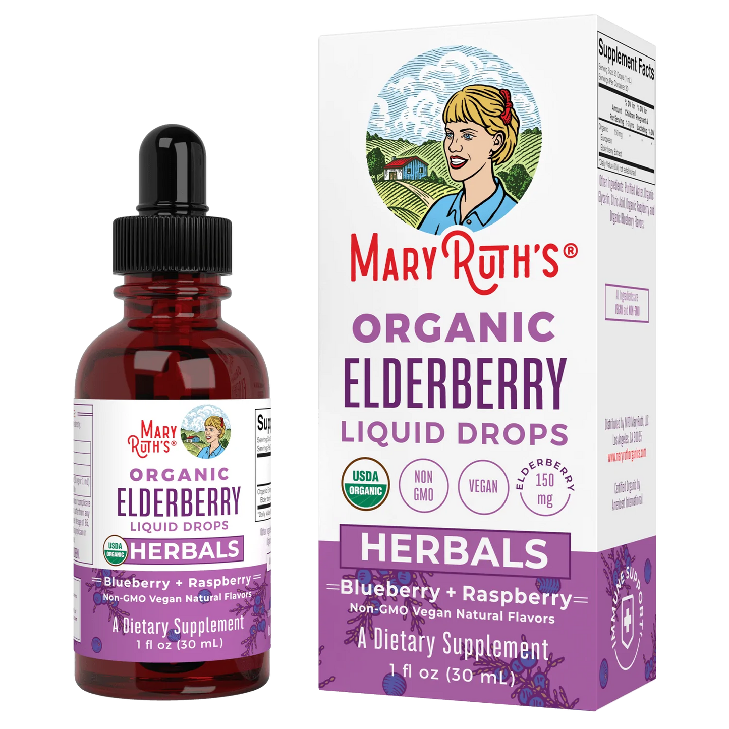 Saúco orgánico liquido (30ml) / Elderberry Drops, Blueberry Raspberry, Org, 1 oz