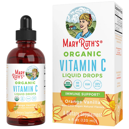 Gotas líquidas de vitamina C orgánica (120ml) / Adult Vitamin C Drops, Orange Vanilla, Org, (4oz)