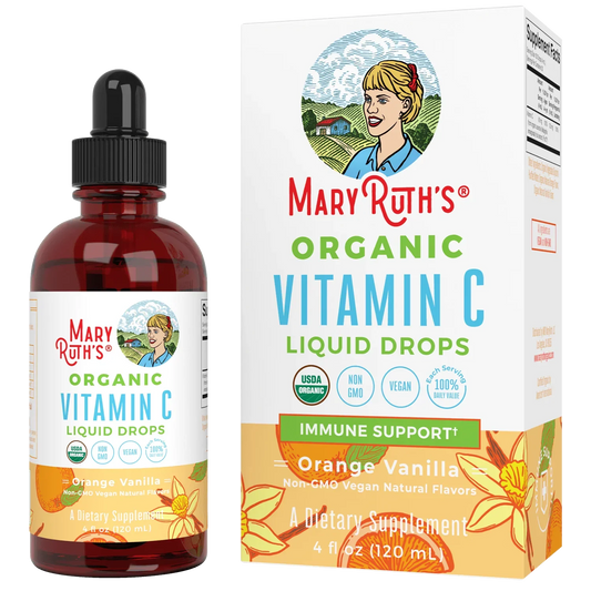 Gotas líquidas de vitamina C orgánica (120ml) / Adult Vitamin C Drops, Orange Vanilla, Org, (4oz)