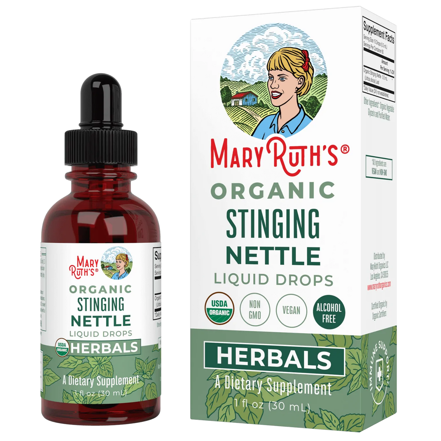 Gotas Líquidas de Hoja de Ortiga Orgánica (30ml) / Stinging Nettle Drops, Org, (1oz)
