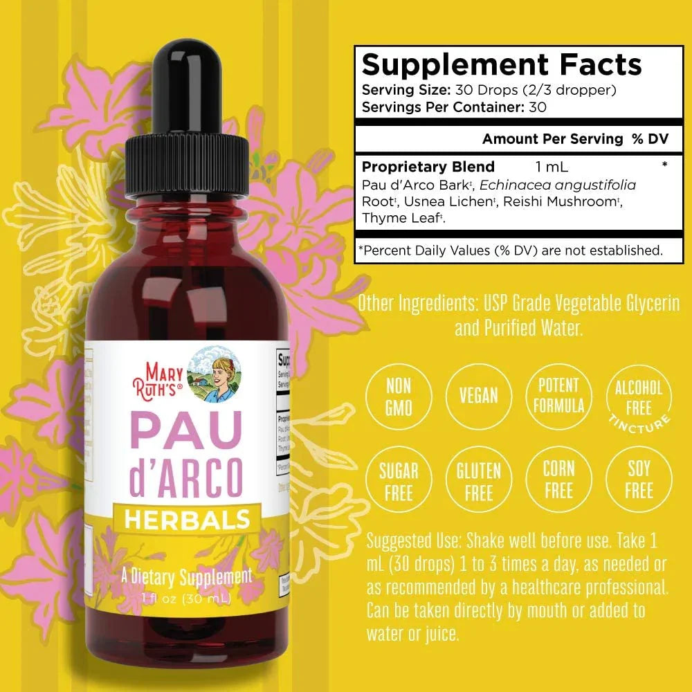 Mezcla de Hierbas Pau d'Arco Gotas Líquidas (30ml) / Pau D’Arco Drops, (1oz)