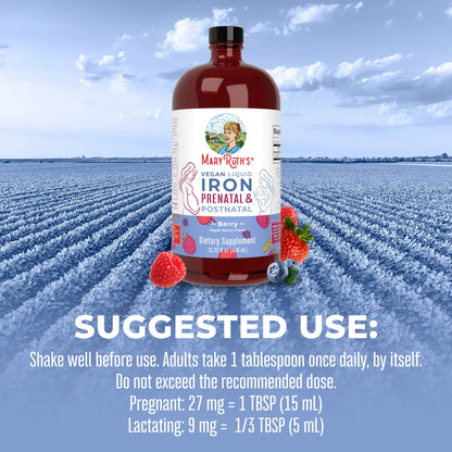 Hierro líquido prenatal y posnatal (473ml) / Prenatal Postnatal Iron Liquid, Berry (16oz)