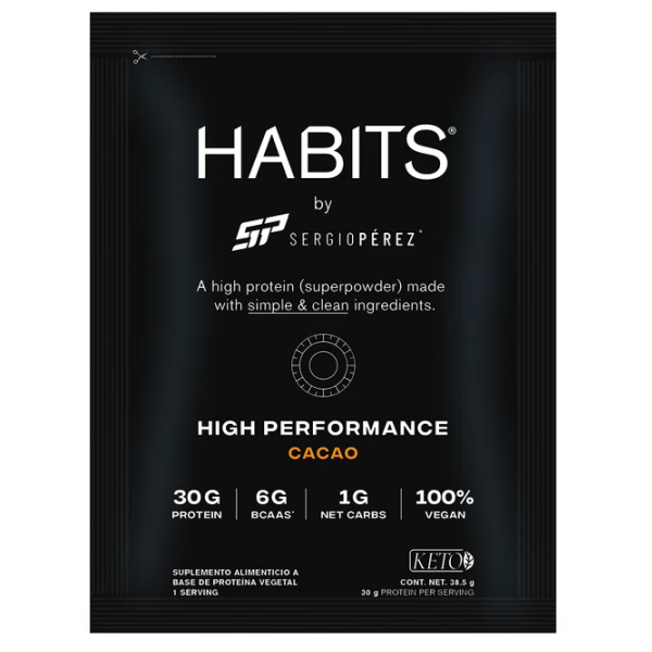 Proteina en Sobre para Alto Rendimiento, Cacao (15 pak de 38.5 gr), Habits