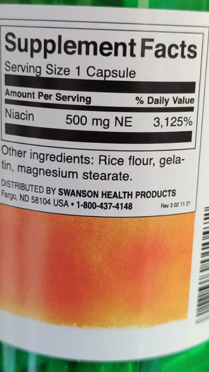 Niacina (vitamina B-3) 500mg (250 caps) / Niacin (vitamin B-3) 500mg (250 caps)