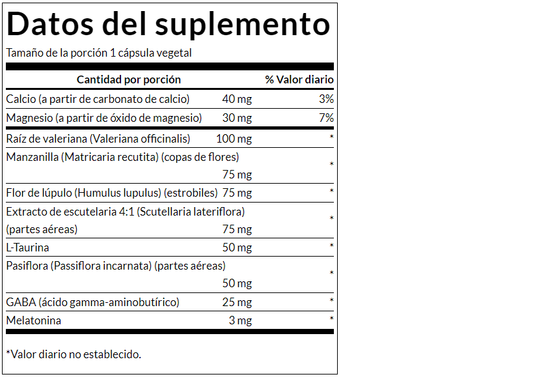 Esencial para dormir con Gaba y Melatonina (60 vcaps) / Sleep Essentials Includes GABA and Melatonin (60 vcaps)
