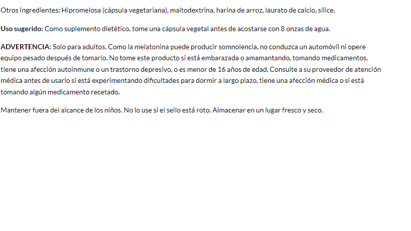 Esencial para dormir con Gaba y Melatonina (60 vcaps) / Sleep Essentials Includes GABA and Melatonin (60 vcaps)