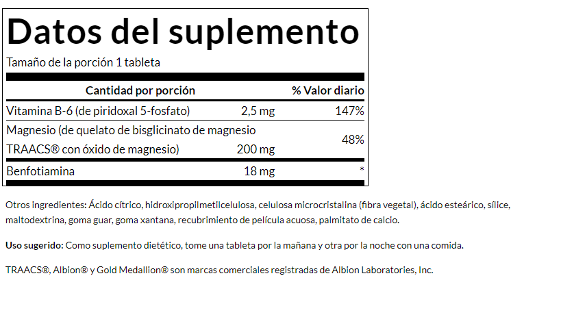 Quelato de Magnesio TRS Albion 200mg (60 tabs) /Albion Magnesium 200mg (60 tabs)