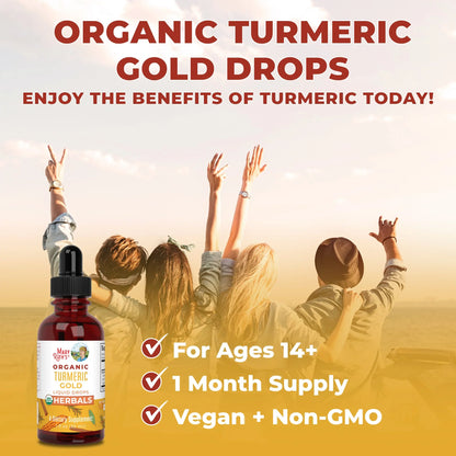 Gotas líquidas de mezcla de hierbas de oro de cúrcuma orgánica (30ml) / Turmeric Gold Drops, Org, (1oz)