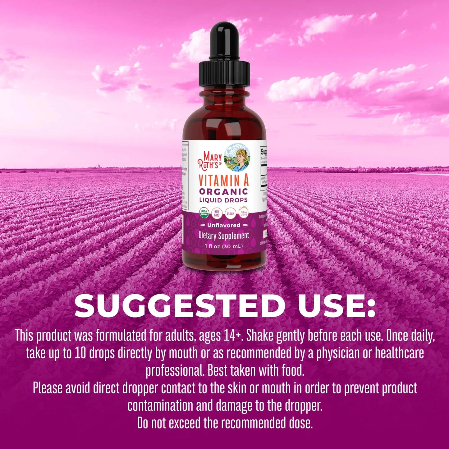 Gotas líquidas orgánicas de vitamina A (30ml) / Vitamin A Drops, Unflavored, Org,(1oz)