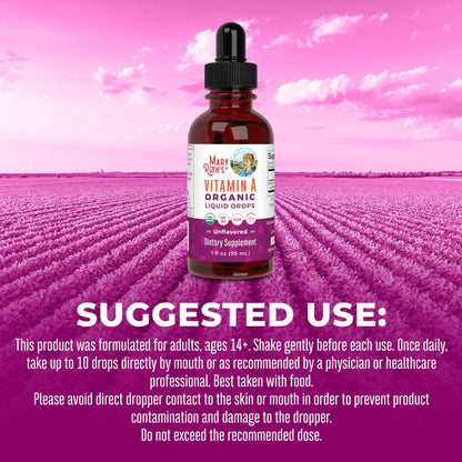 Gotas líquidas orgánicas de vitamina A (30ml) / Vitamin A Drops, Unflavored, Org,(1oz)