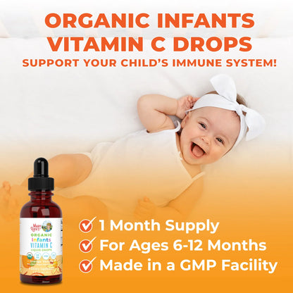 Gotas líquidas de vitamina C para bebés orgánicos (60ml) / Infant Vitamin C Drops, Orange Vanilla, Org, (2oz)