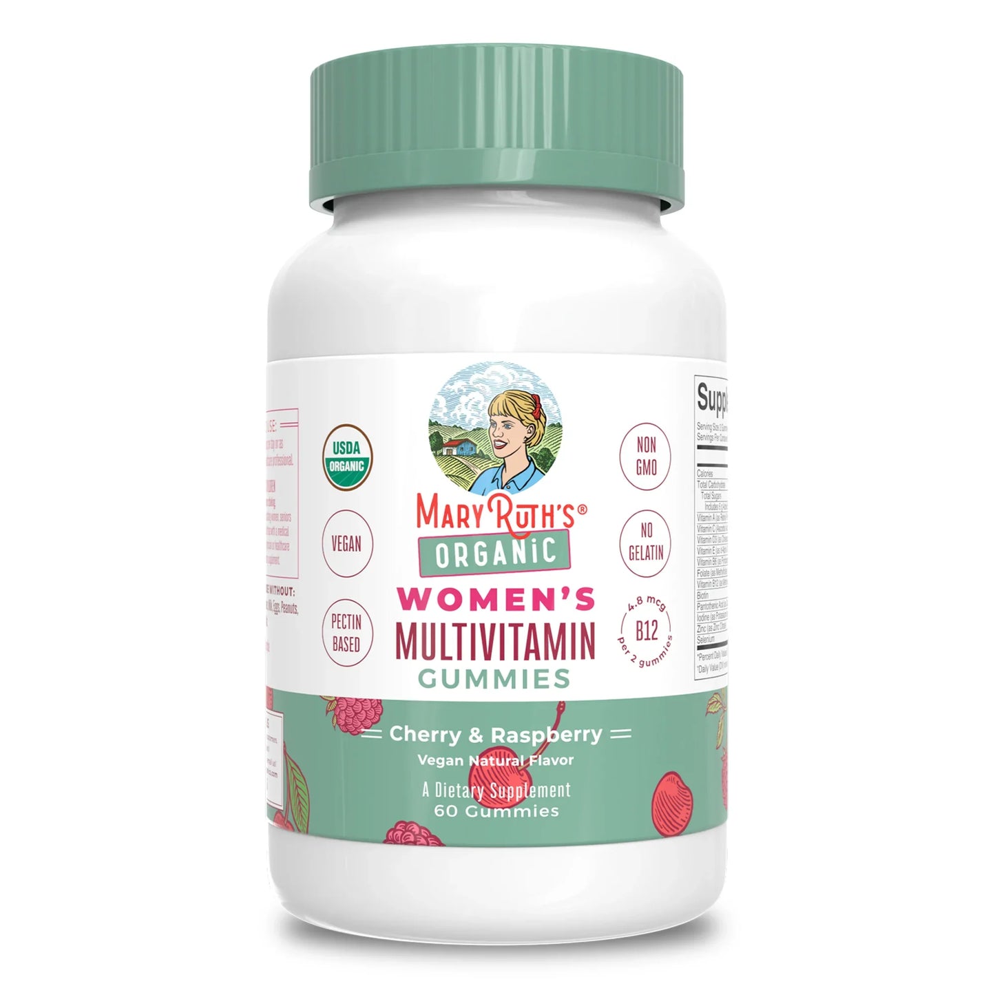 Gomitas multivitamínicas orgánicas para mujeres (60gomitas) / Women's Multivitamin Gummies, Cherry & Raspberry, Org, (60ct)