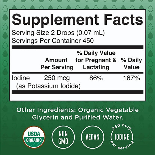 Gotas líquidas de yodo naciente (30ml) / Iodine Drops, Unflavored, Org, 1 oz