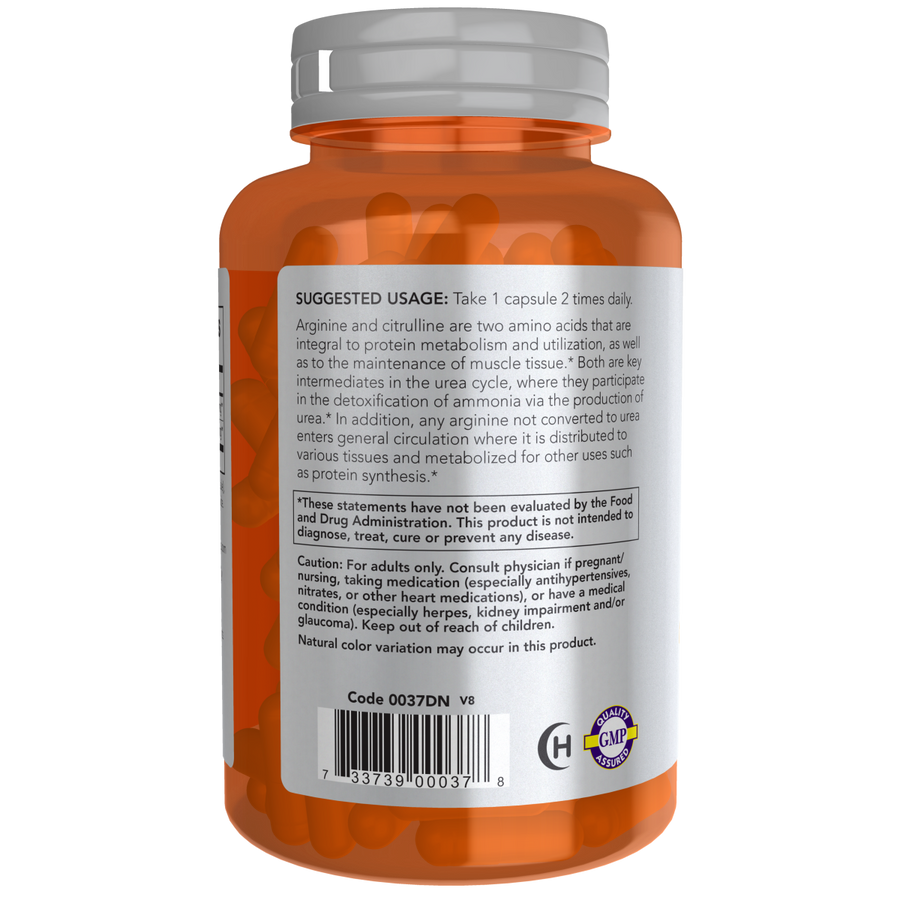 Arginina y Citrulina 500 mg / 250 mg /Arginine & Citrulline 500 mg / 250 mg (120 VCAPS)