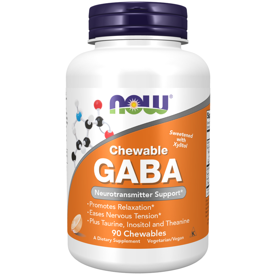 GABA 250mg Tabletas Masticables con Sabor a Naranja (90 Chewables) /GABA Orange Flavor Chewable Tablets