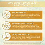 Gotas Líquidas de Hoja de Bálsamo de Limón Orgánico/Lemon Balm Leaf 1oz (30ml)