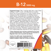 Vitamina B-12 5000 mcg (60 Pastillas) /Vitamin B-12 5000 mcg + Folic Acid